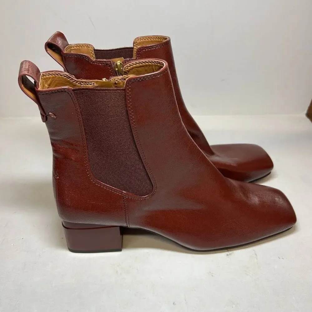 Franco Sarto Womens 9.5 M Mahogany Dark Red Waxton Ankle Booties DISPLAY QY3